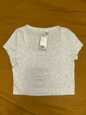 h&m divided ribbed crop jersey t-shirt